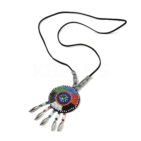 Retro Style Glass & Acrylic & CCB Beads Pendant Necklaces NJEW-Q349-02F-1