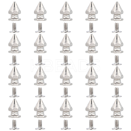 50Pcs Zinc Alloy Spikes Screwback Studs FIND-GF0008-53C-1