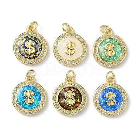 Brass Micro Pave Cubic Zirconia Pendants KK-A197-28G-1