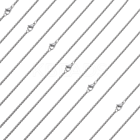 10Pcs 304 Stainless Steel Box Chain Necklaces NJEW-BBC0001-11A-1