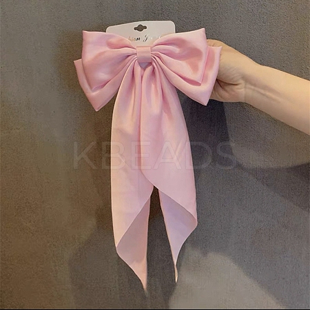 Solid Color Long Bowknot Satin Hair Barrettes PW-WGAD6A6-10-1