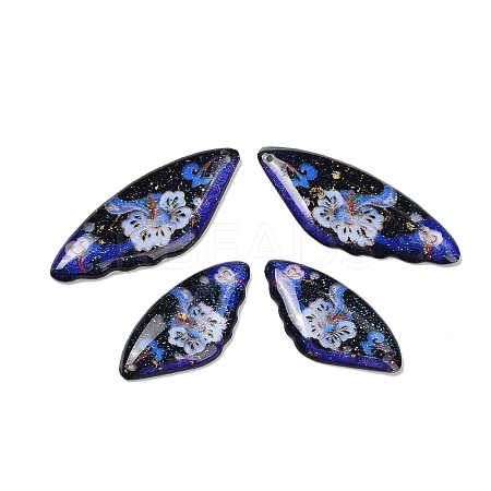 4Pcs 4 Styles Transparent Epoxy Resin Pendants RESI-B032-04B-1