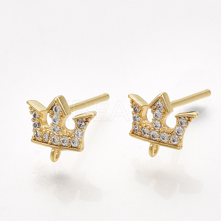 Brass Cubic Zirconia Stud Earring Findings KK-S350-384-1