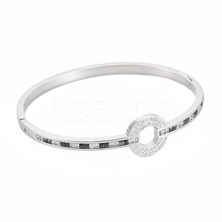 Rhinestone Donut Bangle BJEW-N017-018P-1