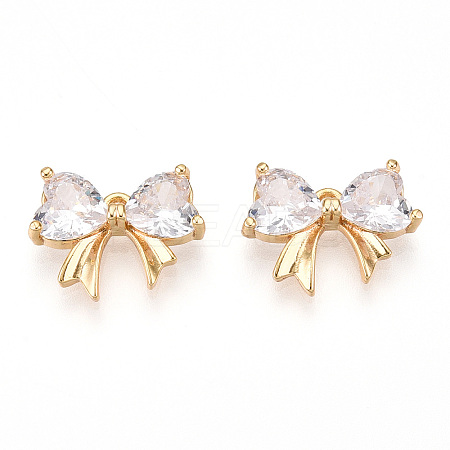 Brass Pave Clear Cubic Zirconia Charms KK-N254-166G-1