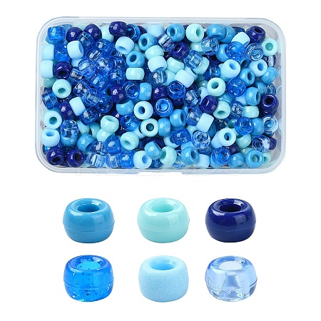 480Pcs 6 Colors Opaque & Transparent Plastic Beads KY-YW0001-75F-1