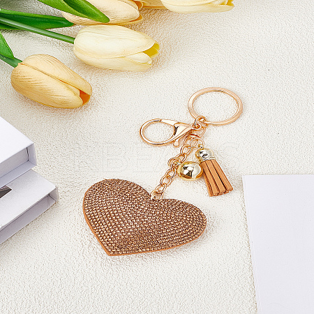1Pc Cloth Rhinestone Heart Pendant Decorations HJEW-LP0001-81B-1