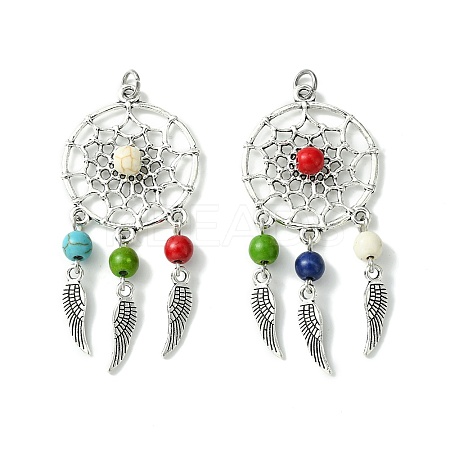 2Pcs 2 Styles Synthetic Turquoise Dyed Big Pendants PALLOY-JF02309-01A-1