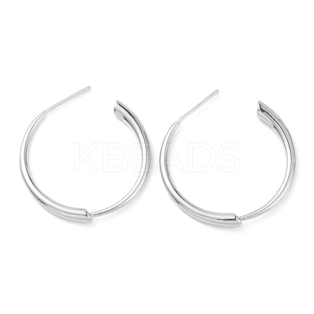 Rack Plating Brass Ring Stud Earrings for Women EJEW-K245-12P-1