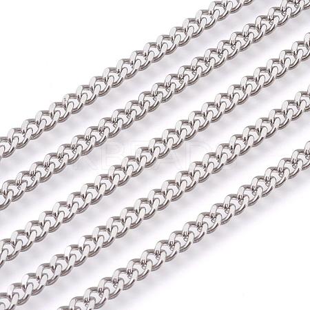 Tarnish Resistant 201 Stainless Steel Curb Chains CHS-L017-22F-1