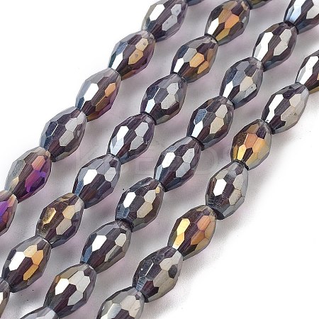Transparent Electroplate Glass Beads Strands EGLA-A037-T6x8mm-B14-1