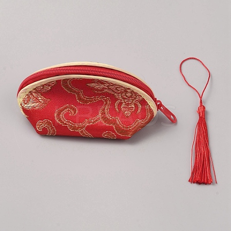 Chinese Style Cloth Coin Purses Zipper Wallets with Nylon Tassel AJEW-WH0016-42-1