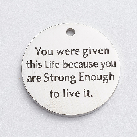 304 Stainless Steel Quote Pendants LS-STAS-WH0014-02P-1