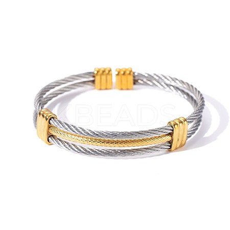 Braided 304 Stainless Steel Cuff Bangles for Men Women FS-WGA6616-01-1