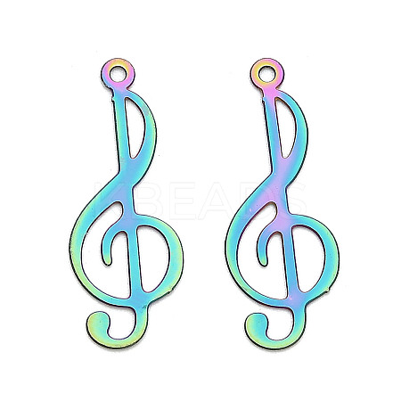 201 Stainless Steel Etched Metal Embellishments Pendants STAS-A113-04RC-1