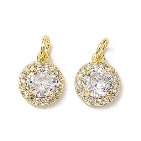 Brass Micro Pave Clear Cubic Zirconia Charms KK-K360-16G-1