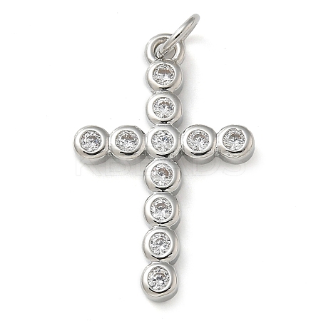 Rack Plating Brass Micro Pave Cubic Zirconia Pendants KK-K392-17B-P-1