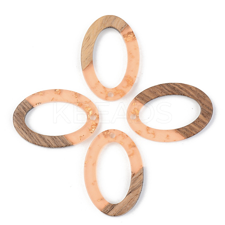 Transparent Resin & Walnut Wood Pendants X-RESI-S389-022A-B04-1
