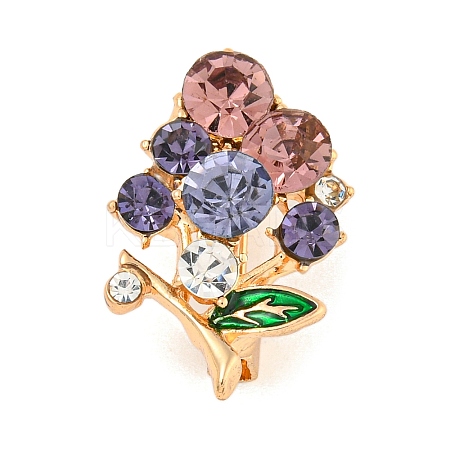 Alloy Rhinestone Clover Brooch JEWB-U006-17KCG-02-1