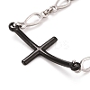 304 Stainless Steel Cross Link Bracelet with Teardrop chains for Men Women STAS-E160-27EBP-3