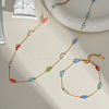 Stainless Steel Glass Rectangle Link Chain Bracelets & Necklaces Sets for Women HD8734-1-2