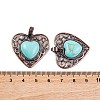 Synthetic Turquoise Peach Love Heart Pendants G-G158-01-04-3