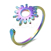Ion Plating(IP) 304 Stainless Steel Sun Open Cuff Ring for Women RJEW-M149-05RC-3
