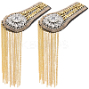 2Pcs Felt & Iron & Rhinestone Tassel Epaulette AJEW-CN0007-74C-G-1