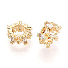 Brass Micro Pave Clear Cubic Zirconia European Beads KK-N275-06G-1