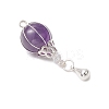 4Pcs 4 Styles Natural Carnelian & Rose Quartz & Green Aventurine & Amethyst Hot Air Balloon Pendants PALLOY-TA00227-4