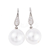 Rack Plating Brass Cubic Zirconia ABS Pearl Earring Hooks EJEW-S219-16P-02-1