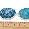 Silver Plated Dyed Oval Natural Drusy Quartz Crystal Beads Strands G-F144-01-S-2