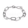 Tarnish Resistant 304 Stainless Steel Paperclip Chain Bracelets LS-BJEW-F412-02P-1