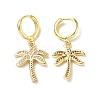 Clear Cubic Zirconia Coconut Palm Dangle Hoop Earrings EJEW-B017-04G-2