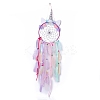 Handmade Unicorn Woven Net/Web with Feather Wall Hanging Decoration HJEW-A001-01B-4