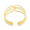 Rack Plating Brass Multi-Strand Open Cuff Bangles for Women BJEW-P322-03G-3