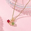 3 Cube Faceted Glass Pendant 304 Stainless Steel Cable Chain Necklaces for Women NJEW-JN05711-02-2