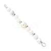 Faceted Round Natural Howlite & Rainbow Moonstone & Potato Natural Cultured Freshwater Pearl Beaded Connector Charms PALLOY-JF03532-04-2