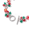 Christmas Glass Link & Charm Bracelets for Women BJEW-JB12626-4