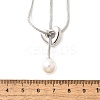 304 Stainless Steel Round Shell Pearl Pendant Lariat Necklaces for Women NJEW-U031-03P-3