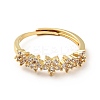 Clear Cubic Zirconia Flower Adjustable Ring RJEW-I087-08-3