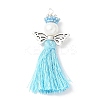 Glass Pearl Round Beaded with Polycotton Tassel Big Pendants PALLOY-MZ00612-2