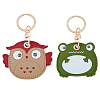 2Pcs 2 Style Owl & Frog Imitation Leather Anti-Lost Protection Covers AJEW-HY0001-22-1