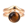 Round Natural Tiger Eye Finger Rings RJEW-N046-10D-1