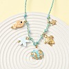 Ocean Theme Starfish Fish Turtle Shell Shape 304 Stainless Steel Pendant Necklaces LS-NJEW-D344-03G-5