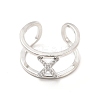 Clear Cubic Zirconia Initial Letter Open Cuff Ring RJEW-A012-01P-X-1