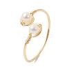 Copper Wire Wrapped Natural Cultured Freshwater Pearl Open Ring RJEW-JR00628-5