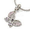 Rack Plating Brass Pave Colorful Cubic Zirconia Butterfly Pendant Necklaces NJEW-A031-04P-2