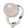 Natural Rose Quartz Oval Adjustable Rings RJEW-K371-07S-23-2