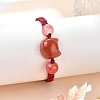 Cat Head Resin Brainded Bead Bracelets BJEW-L701-02A-1